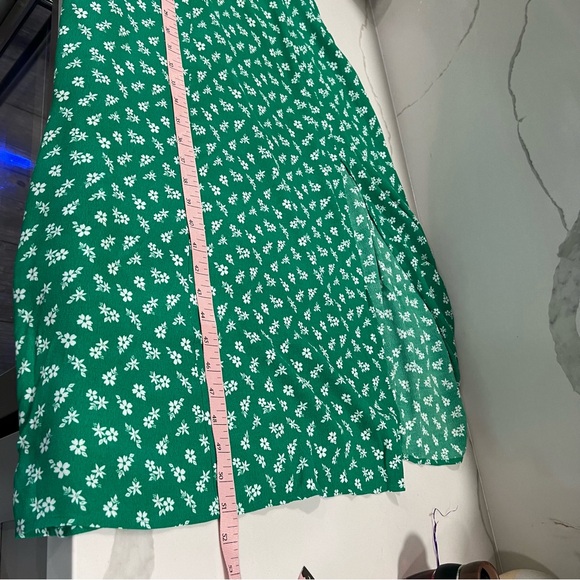 & Other Stories women's floral puff sleeve midi dress with slit green size 4 - Picture 14 of 14